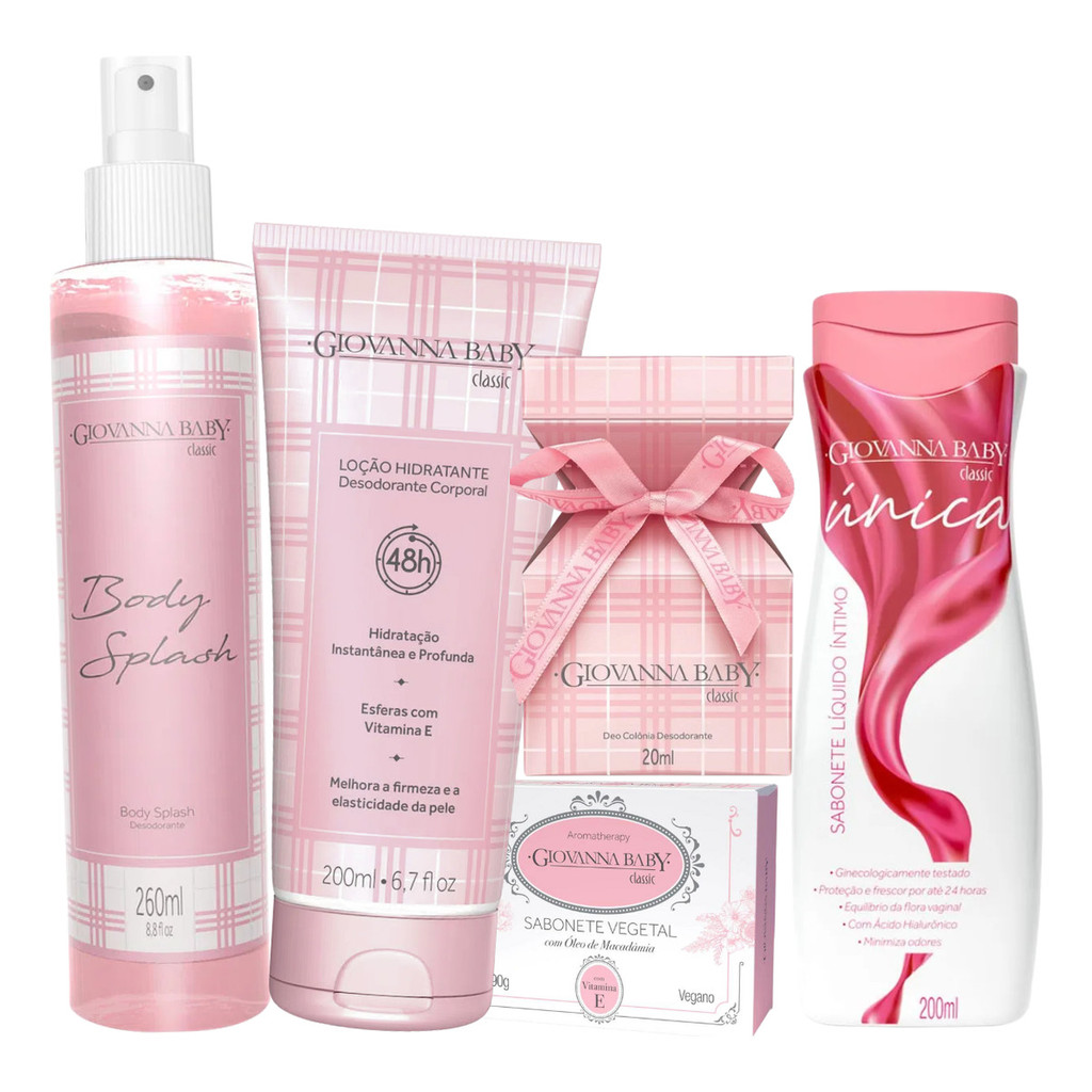 Giovanna Baby Classic Body Splash,colonia, Loção, Sabonete em barra + Sabonete Intimo