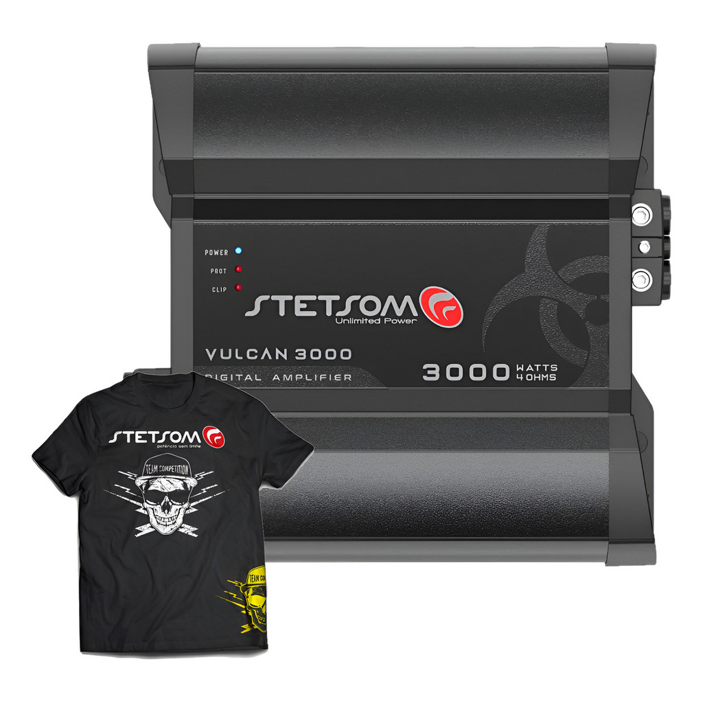 Módulo Stetsom Vulcan 3000w Rms 4 Ohms 1 Canal + Camiseta