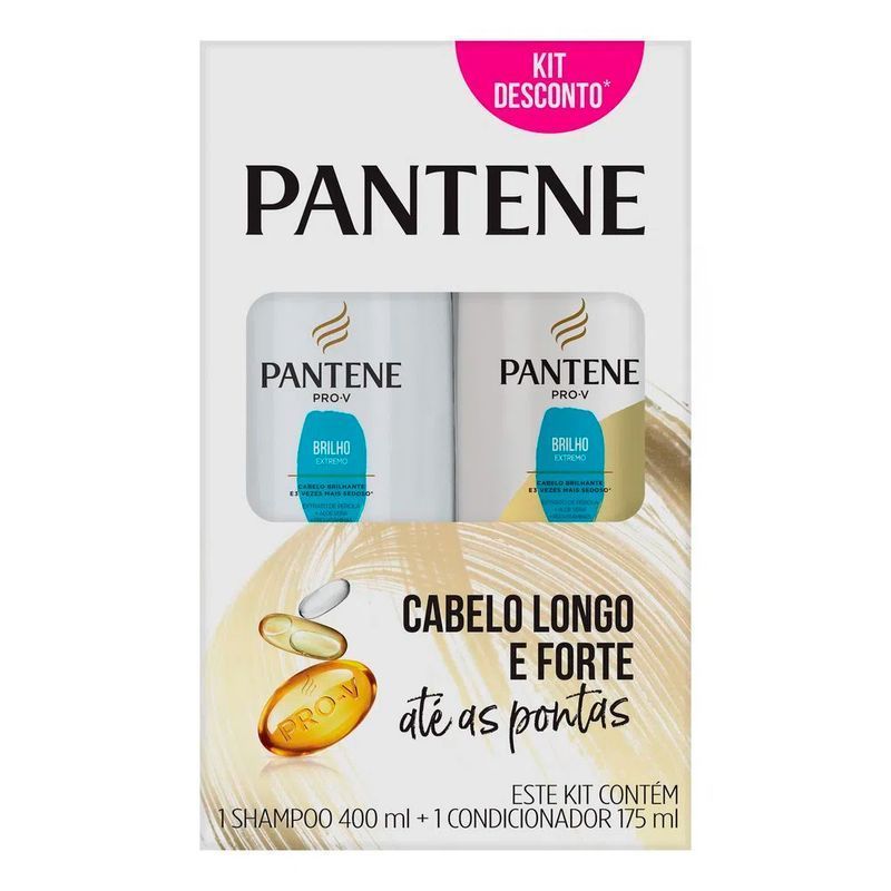 Kit Pantene Shampoo 400ml+ Condicionador 175ml Brilho Extremo em Oferta na Shopee