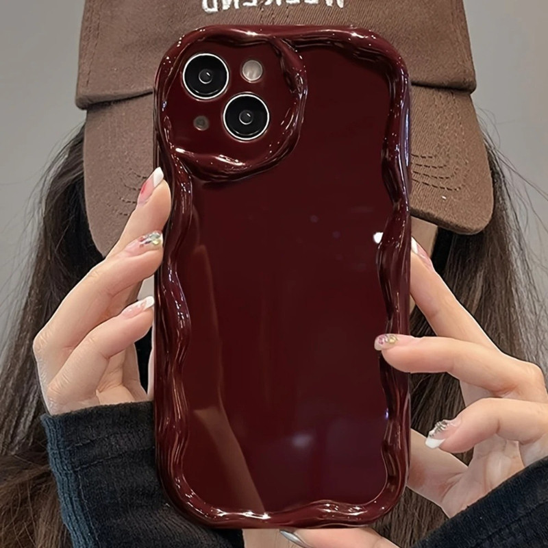 Cor Sólida Bordas Onduladas Caso De Telefone Para iPhone 17 16 15 14 13 12 11 Pro Max Plus 17E À Prova De Choque Capa Ma