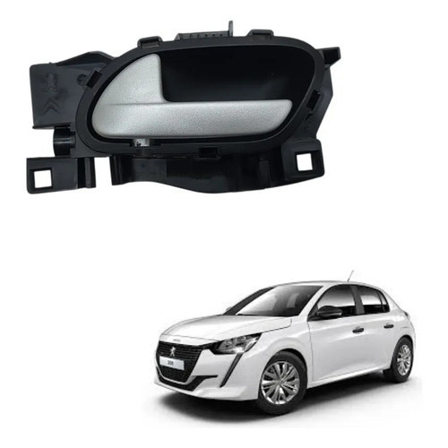 Maçaneta Interna Esquerda Peugeot 208 2008 Cinza Dianteira/traseira