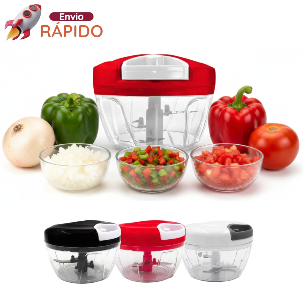 Processador Grande 1 a 5 Unidades p/ Alho Legumes Triturador de Alimentos 500ml 3 Lâminas Afiadas