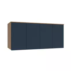 Armário Aéreo 4 Portas Kappesberg Adapt Nogueira/Azul Profundo 155cm