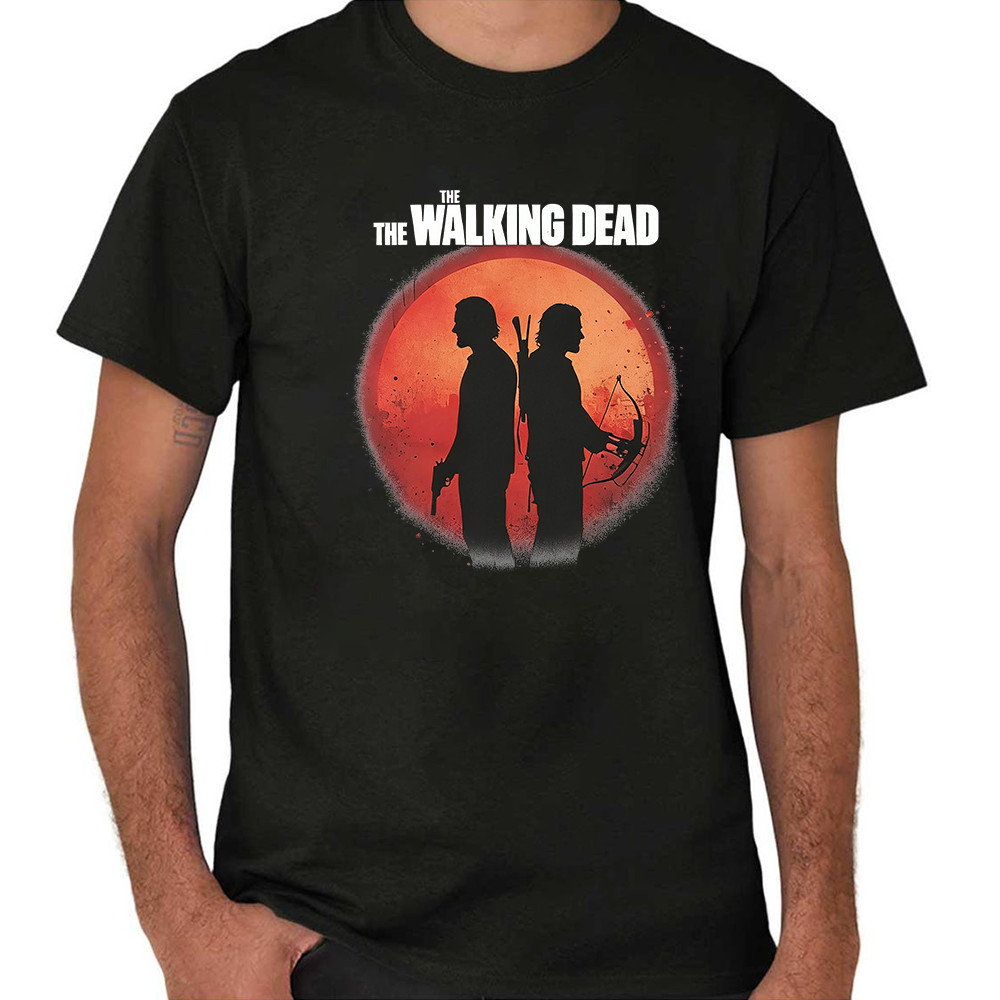 2026 Camiseta Feminina Masculina Estampa The Walking Dead Silhueta Pistola Arco Streetwear Novo