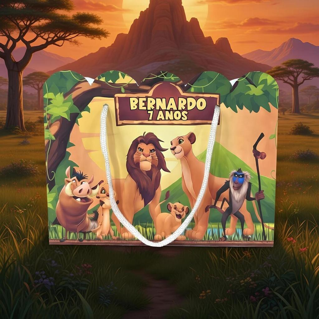 Kit Sacolinha Sacola Papelaria Personalizada Rei Leão Sacolinha de Lembrancinha Caixinha para Festa