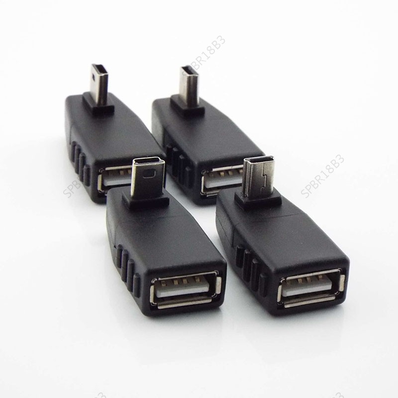 Conversor De Ângulo De 90 Graus Mini USB 5 Pinos Macho Para Fêmea Conector OTG Adaptador Carro MP3 MP4 Tablets Telefone