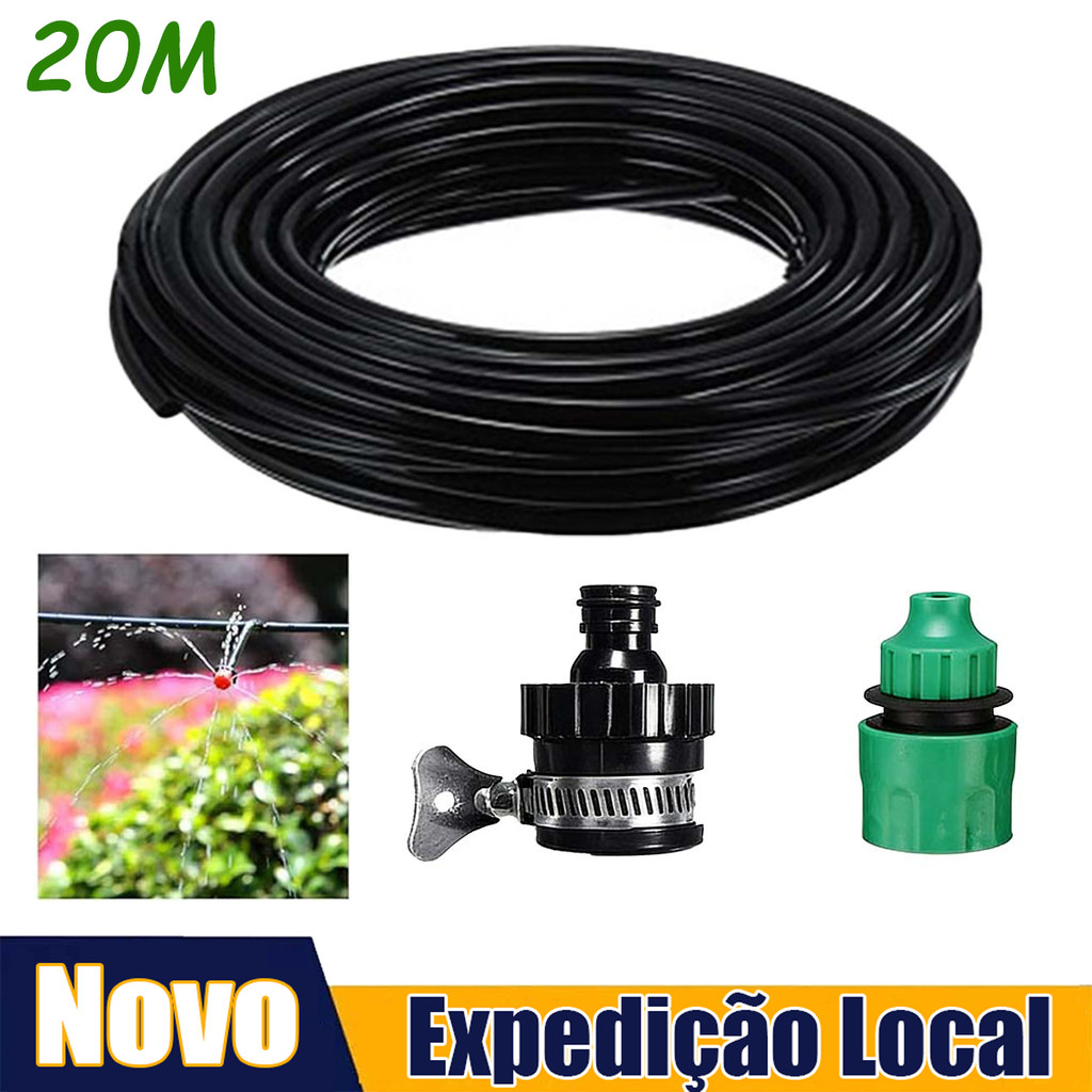 1 rolo 4/7 Mangueiras de jardim preto mangueira de irrigação por gotejamento de jardim, tubo de irrigação sistema 20 m