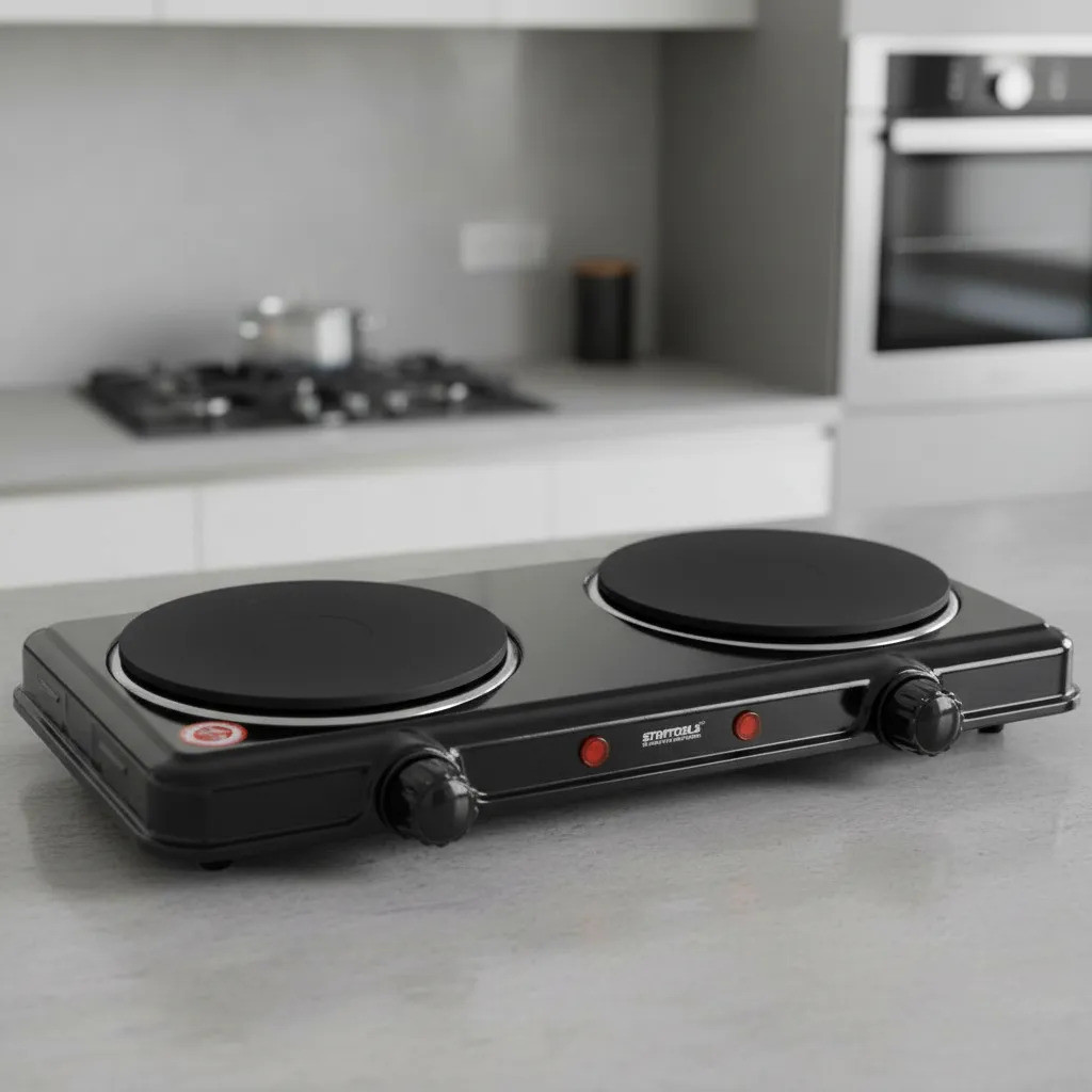 Fogareiro Elétrico de Indução 2 Bocas 2000W Portátil Preto Cozinha Prática