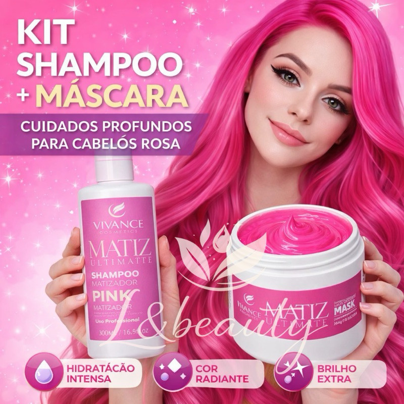 Kit Máscara Tonalizante Rosa Vivance  + Shampoo Tonalizante Rosa Vivance Sem Amônia