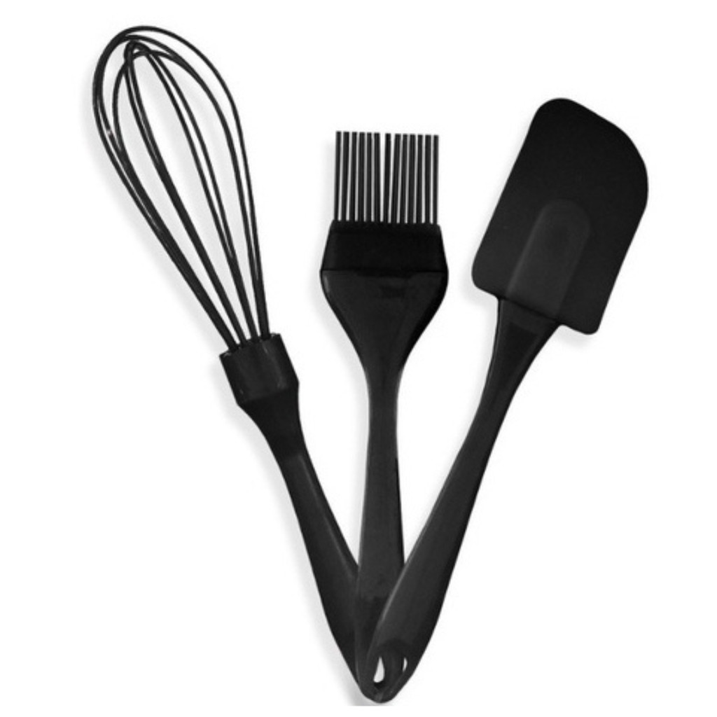 Kit Confeiteiro 3 Peças em Silicone – Fouet, Pincel e Espátula Resistente ao Calor