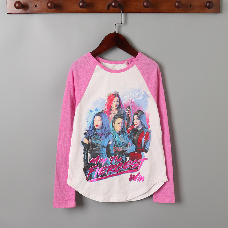 Comércio exterior médio grande roupas para meninas primavera verão outono algodão manga comprida camiseta dos desenhos a