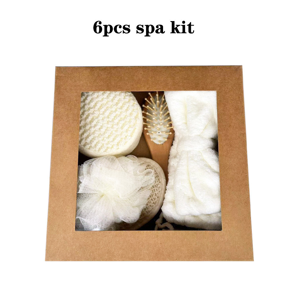 6 Pçs Conjunto Kit De Limpeza Da Pele Banho Spa Presente Para Mulheres Sisal Flor nfant Cabeça Massageador Portátil Esco