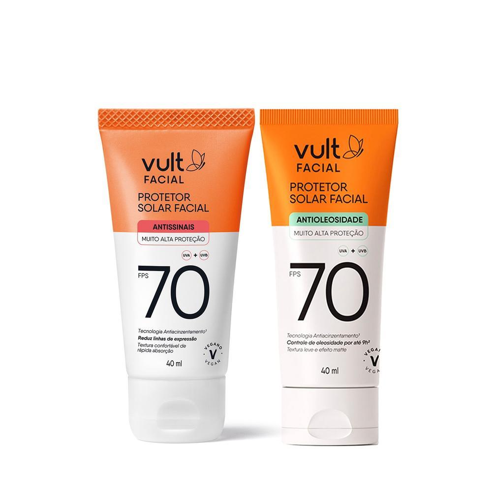Combo Vult Facial Protetor Solar Antissinais 40ml + Protetor Solar Facial Fps 70 40ml