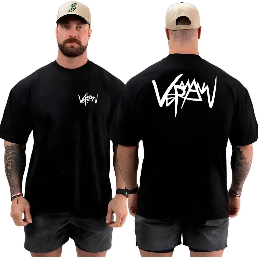 Camiseta Masculina Academia Veram Lançamento 100% algodão Unissex Plus Size Oversized Premium - Estampaê
