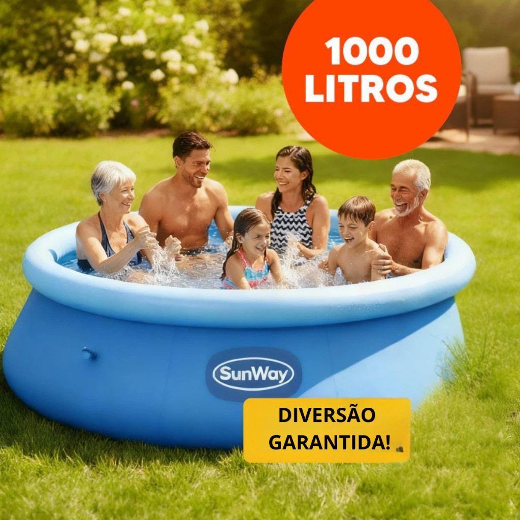 Piscina Inflável Redonda De 1000 Litros Com Borda Infantil E Adulto Diversão Certa