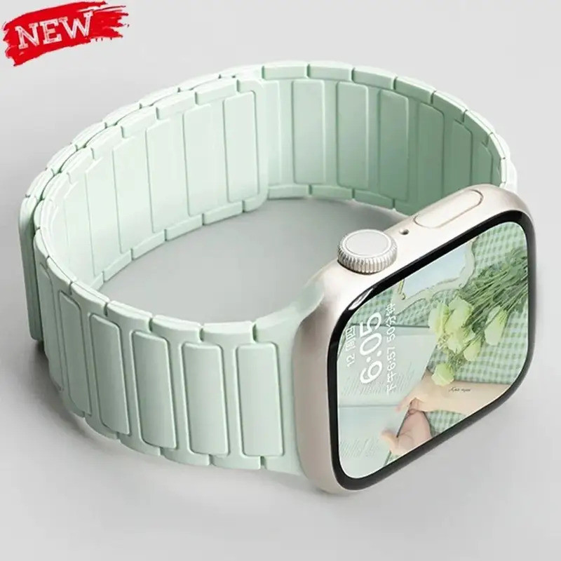 Silicone com Banda Magnética para iWatch 46mm 42mm 49mm 45mm 41mm 44mm 40mm para IWatch Ultra 3 Série 11 10