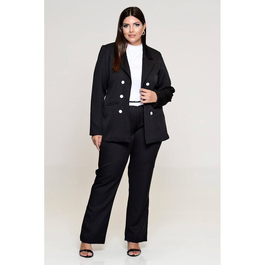 Max Blazer Plus Size Alfaiataria Preto