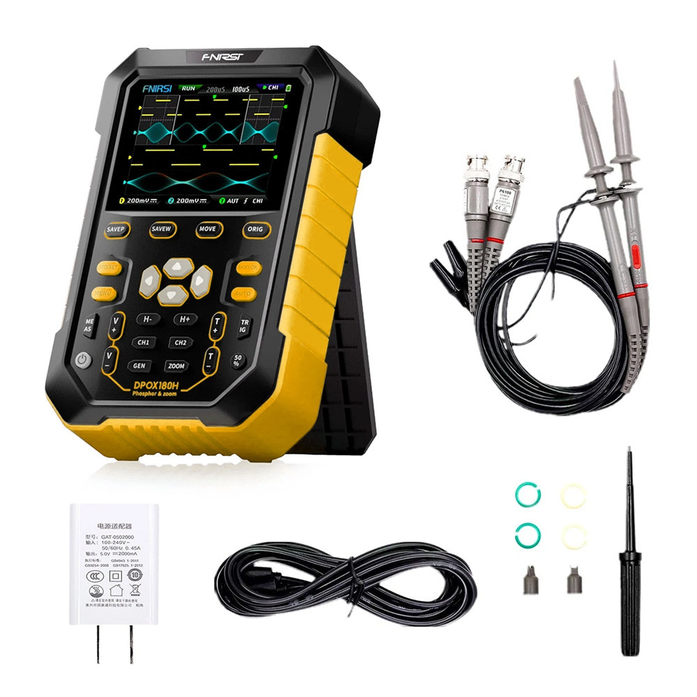 Osciloscópio Digital FNIRSI Portátil DPOX180H Amarelo em Oferta na Shopee