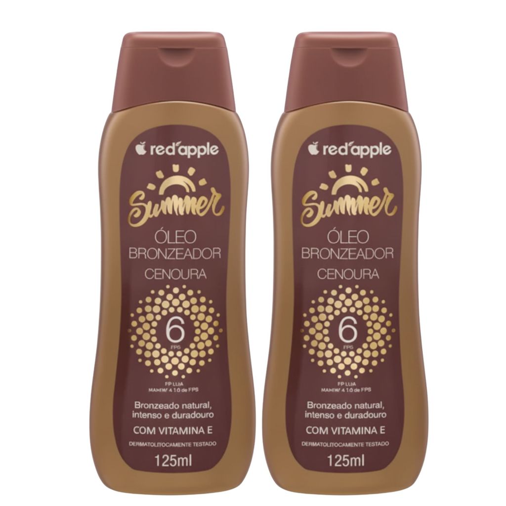 Kit 2 Óleo Bronzeador Cenoura FPS 6 Vitamina E 125Ml - Red Apple
