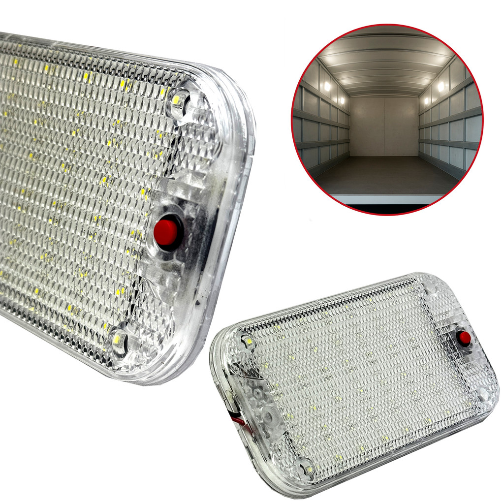 LUMINARIA LED BIVOLT RETANGULAR CABINE BRANCA UNIVERSAL 12-24V PARA CAMINHÃO CARRO TRAILER