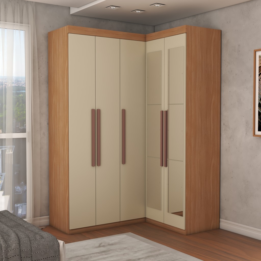 Guarda-Roupa Solteiro Modulado Odisseia 5 Portas 12 Prateleiras Com Espelho - Panorama Móveis