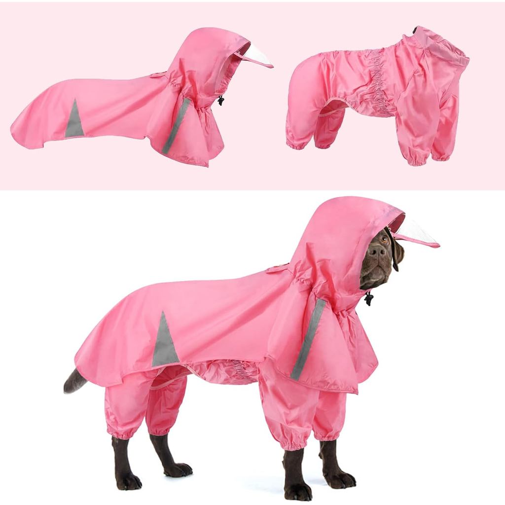 BAMY 2 Peças Capa de Chuva Grande para Cães com Capuz, Poncho e Moletom à Prova d'Água, Roupa de Chuva Leve e Respirável