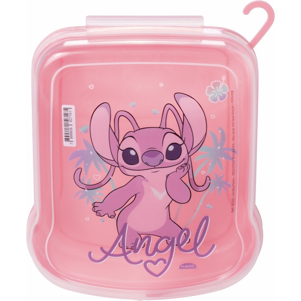 Sanduicheira Angel Stitch Disney Lancheira Plasútil Escolar Sanduiche Lanche Escola em Oferta na Shopee