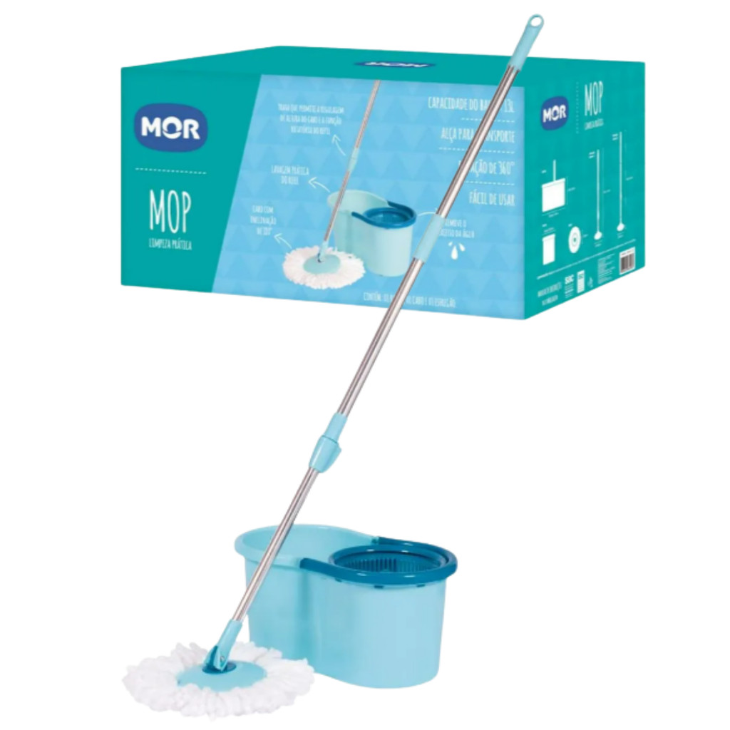 Esfregão Mop Giratório C/Balde 13 Litros Limpeza Prática Mor em Oferta na Shopee