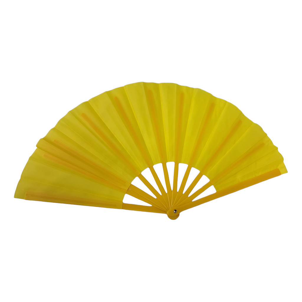 Leque De Mão Grande Taichi Kung Fu Dança Festa Liso 63x34 Cm Cor Amarelo