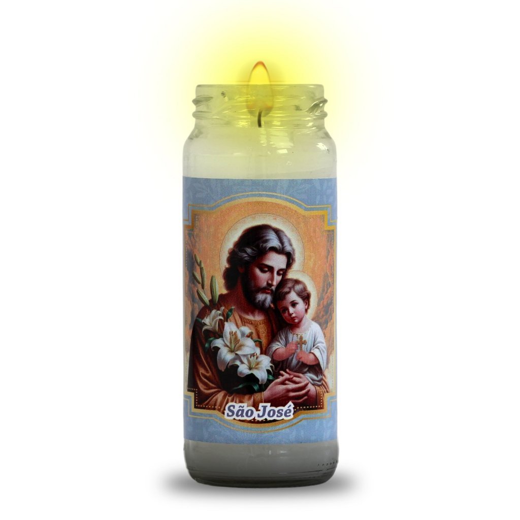 Vela Vidro Altar São José 22cmx 8cm