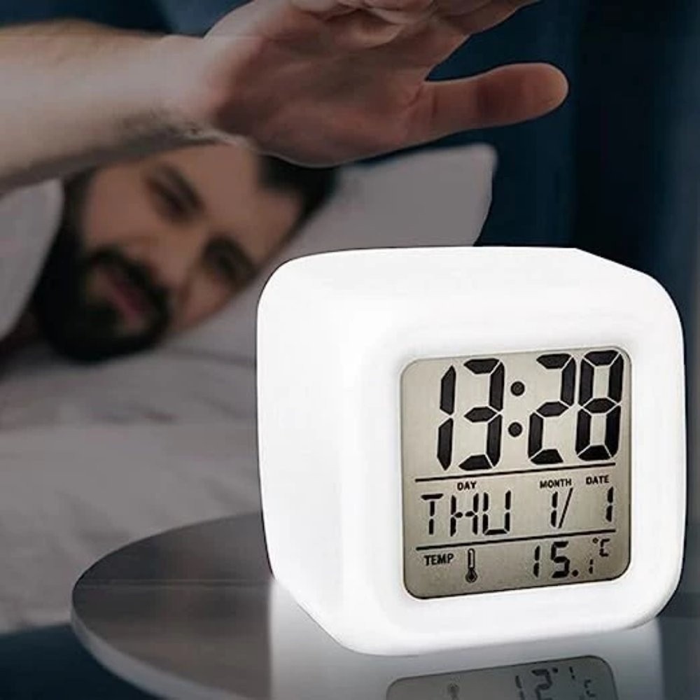 Mini Relógio Despertador Digital Alarme Soneca Data Temperatura Quarto Escritório Portátil