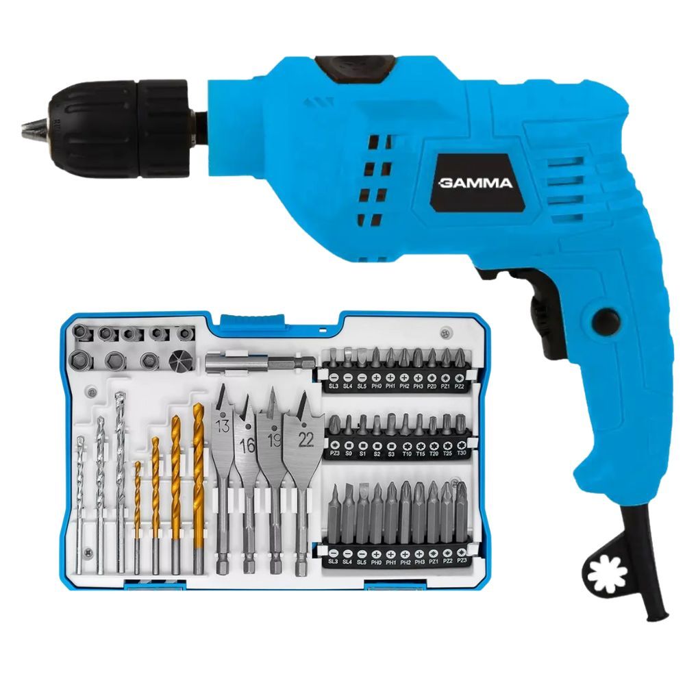Kit Furadeira de Impacto 650W Com Jogo 75 Acessórios Gamma
