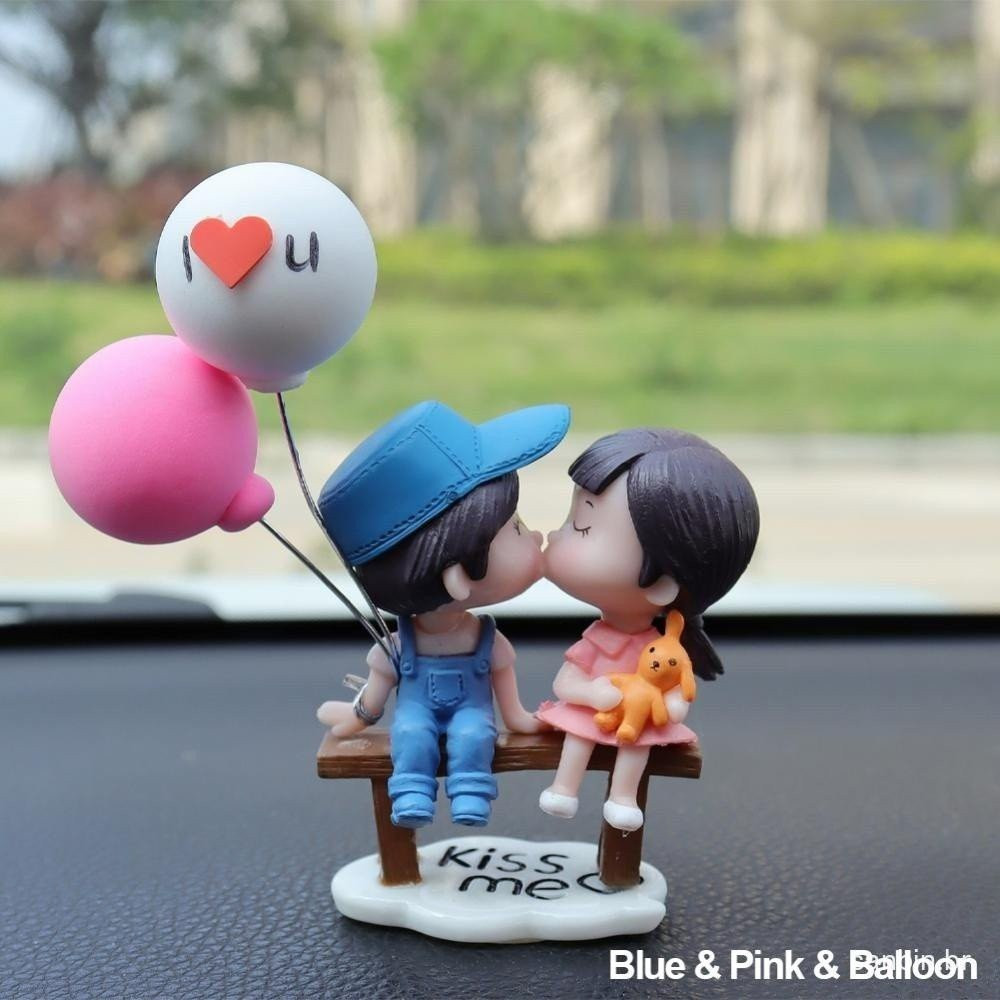 2Pcs/Set Cute Cartoon Couple Com Painel De Bancada Para Carros Doll Balloon Ornament Decoração De Interiores