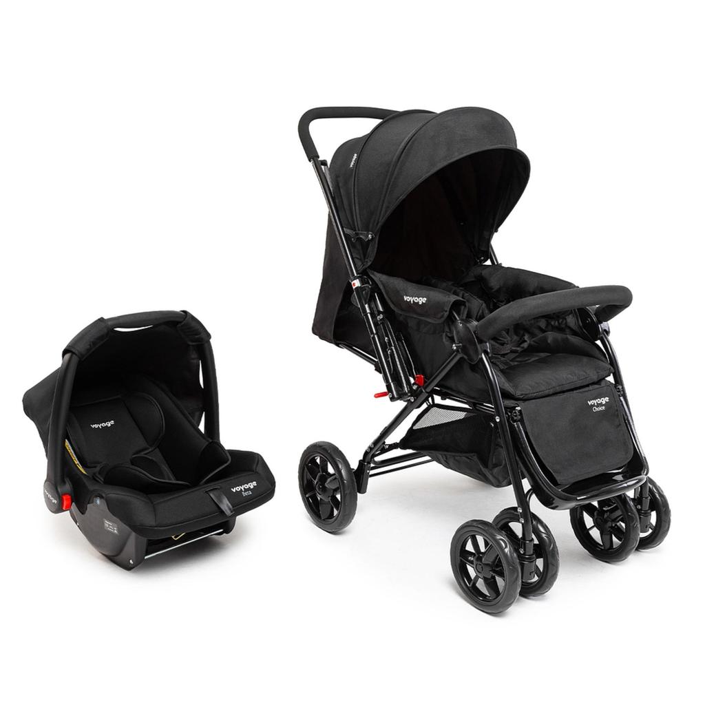 Carrinho De Bebê Com Bebê Conforto Travel System Alça Reversível Choice Voyage em Oferta na Shopee