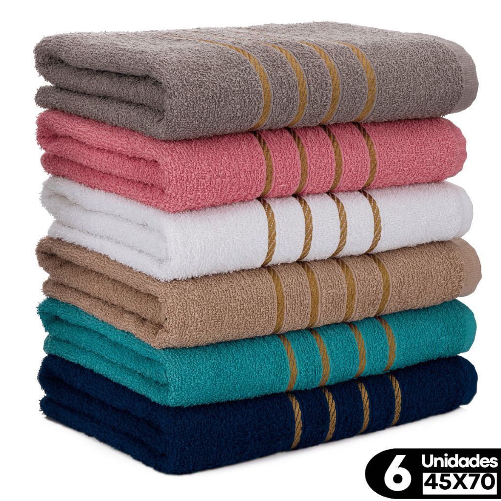 Kit 6 Toalhas de Rosto Macia Luxo Felpuda 100% Algodão em Oferta na Shopee