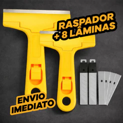Estilete Raspador Profissional 8 Lâminas Tira Adesivo Cola Vidro Piso Fogao Parede Ou 1 Unidade + 4 Lâminas