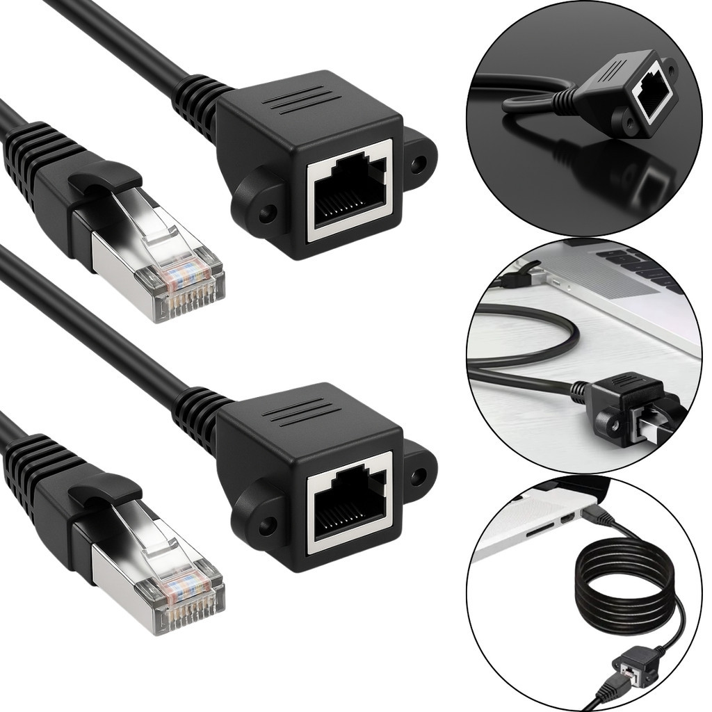 Kit C/ 2 Cabos De Extensão 50cm Rj45 Macho X Fêmea Extensão até 30m