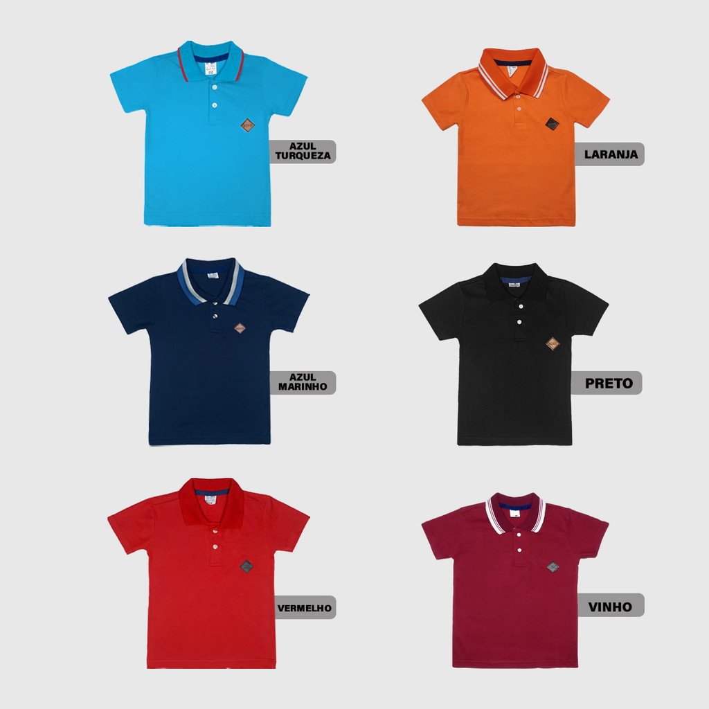 Kit 2 Camisas Polo Infantil Algodão Premium Camiseta Meninos