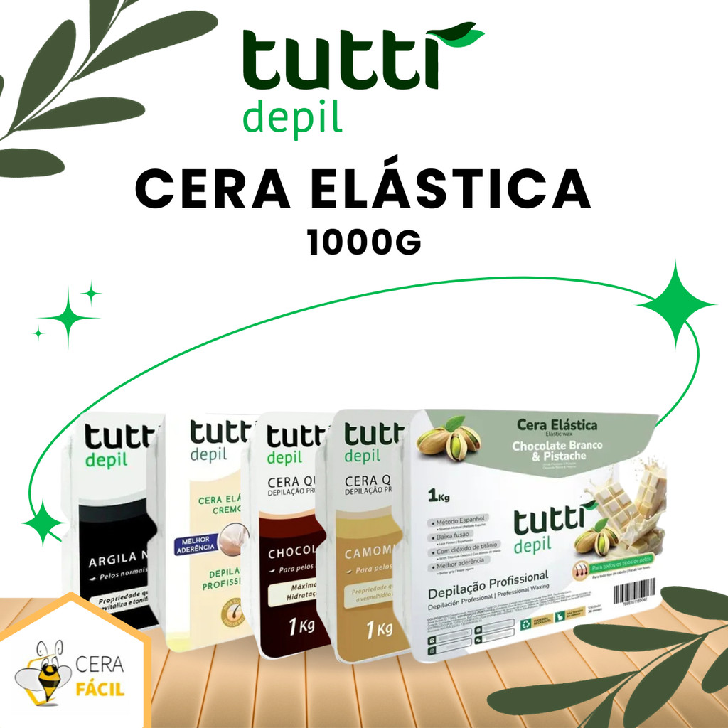 1kg - Cera Quente Depilatória Elástica Tutti Depil em Oferta na Shopee