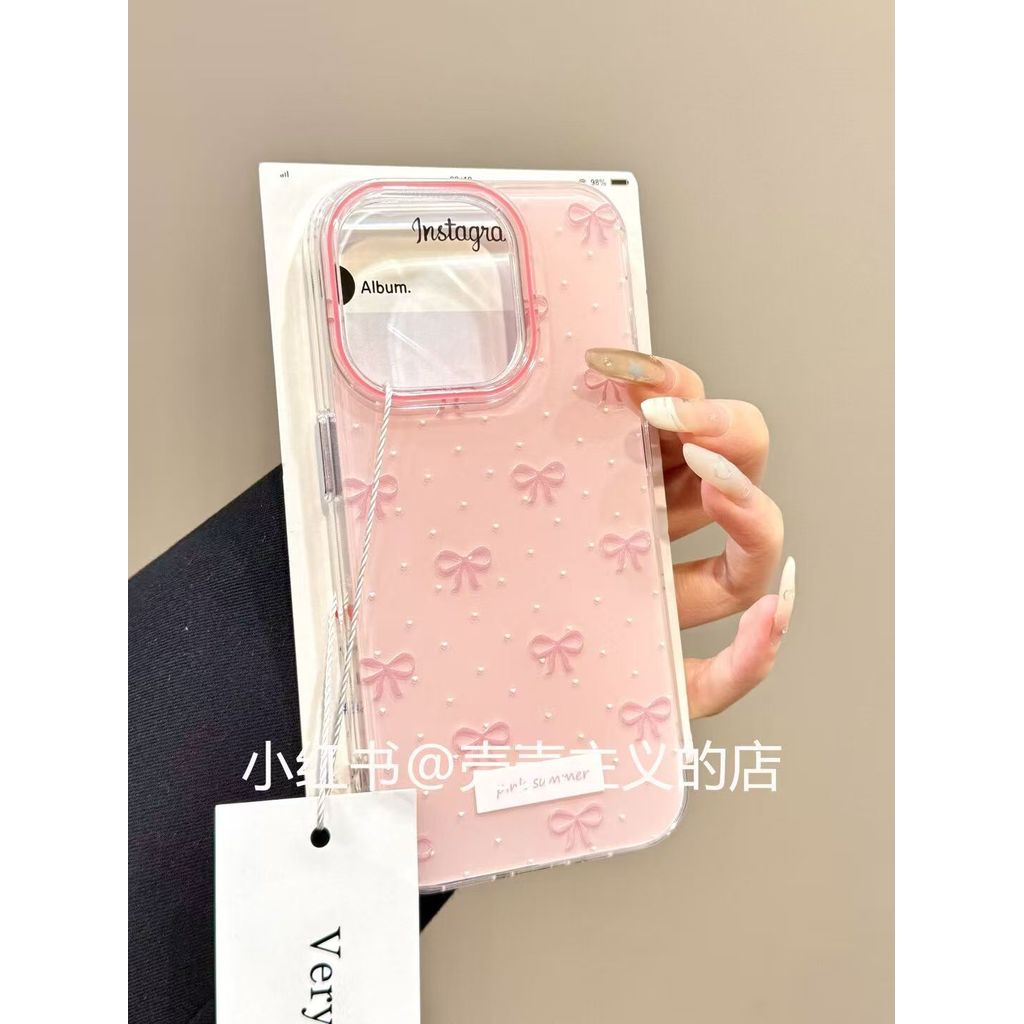 Capinha Capa Material transparente TPU Estampa de laço rosa Redmi A2 A3 10C 12C 