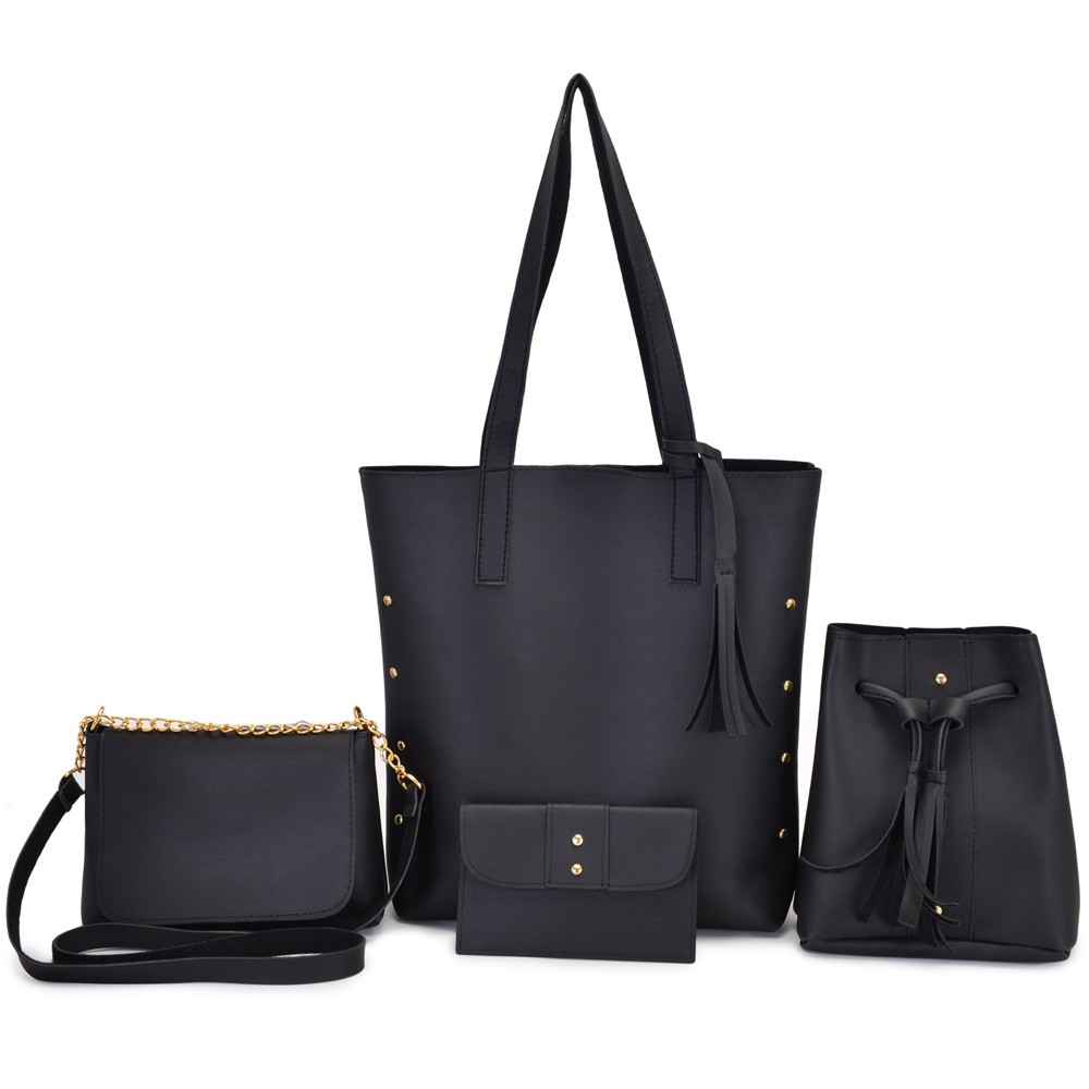 Kit 4 Peças Conjunto de Bolsas feminina sacola média transversal de mão Baguete pequena + carteira Bag Clutch Promoção em Oferta na Shopee