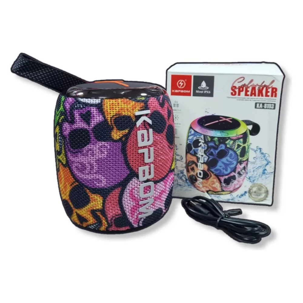 Caixa De Som TWS mini Speaker crânio Bluetooth RGB Portátil 10W usb/aux