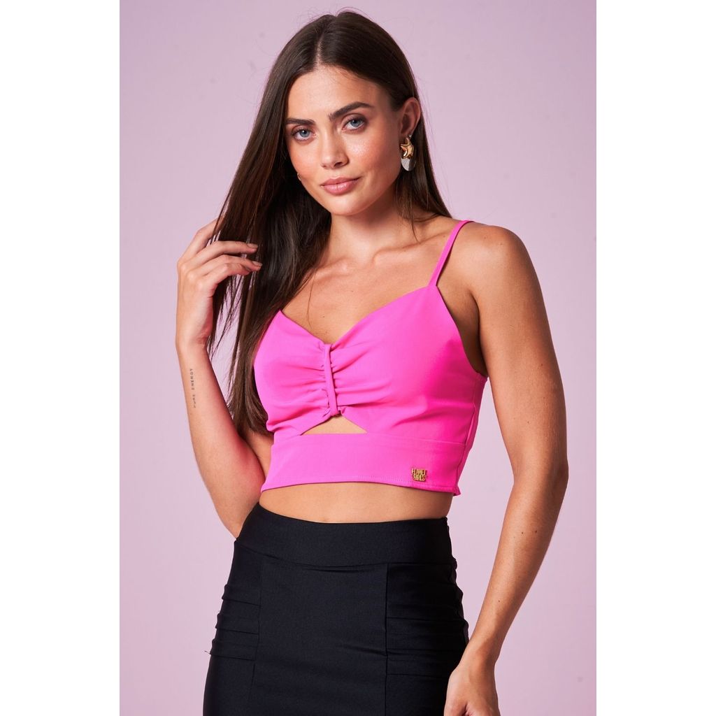 Top Feminino Recorte Central Planet Girls Pink em Oferta na Shopee