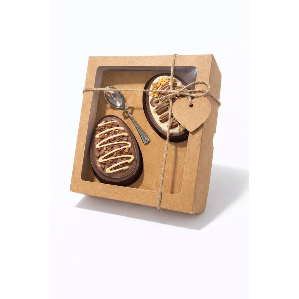 Caixa 2 Ovos De colher Páscoa 100/150g Kraft 19x15x6 - 10 Un em Oferta na Shopee