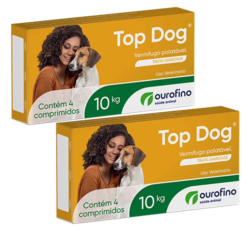 Kit 2 Top Dog Cães Até 10 Kg Vermífugo - 4 Comprimidos em Oferta na Shopee
