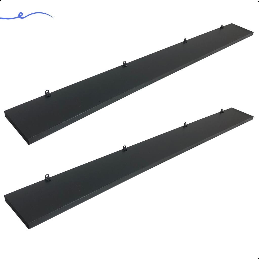 Kit 2 Prateleira Preta 100X10 + Suporte Flutuante Mdf Organizadora Decoração Cozinha Banheiro Sala