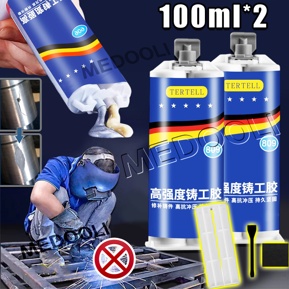 Cola de Solda a Frio Massa de Metal AB para Ferro e Alumínio Resistente ao Calor Reparos Industriais 100ml