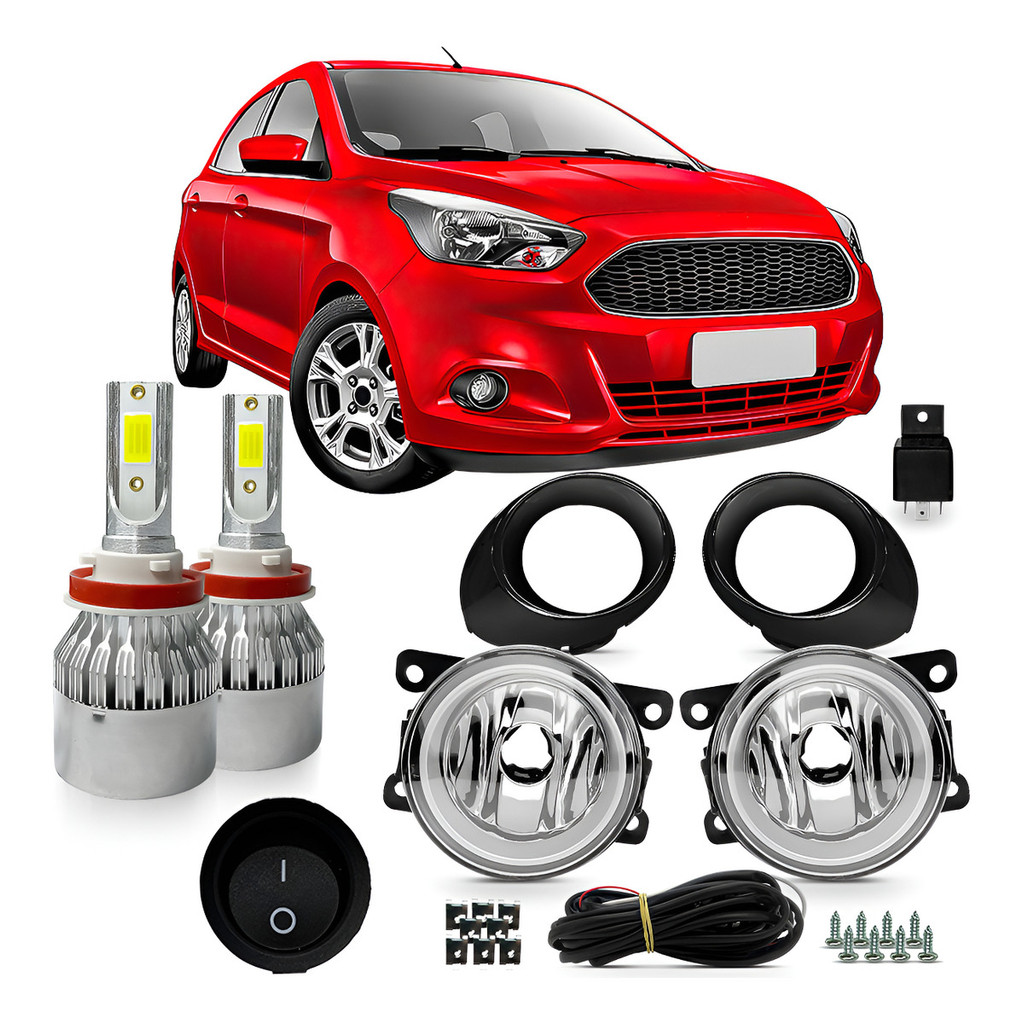 Kit Farol Neblina Ka 2015 2016 2017 2018 Lâmpada Super Led Branco em Oferta na Shopee
