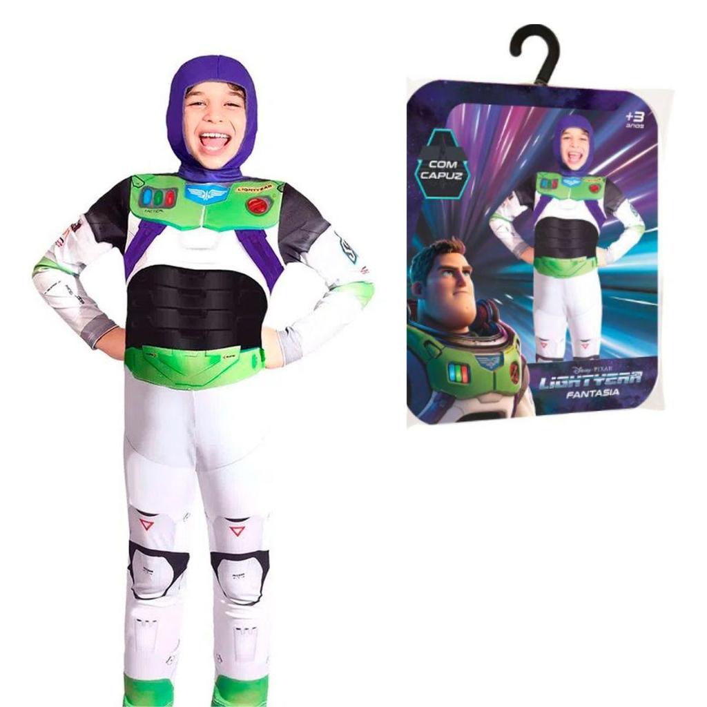 Fantasia Buzz Lightyear Infantil Original Disney Longa Com Capuz em Oferta na Shopee