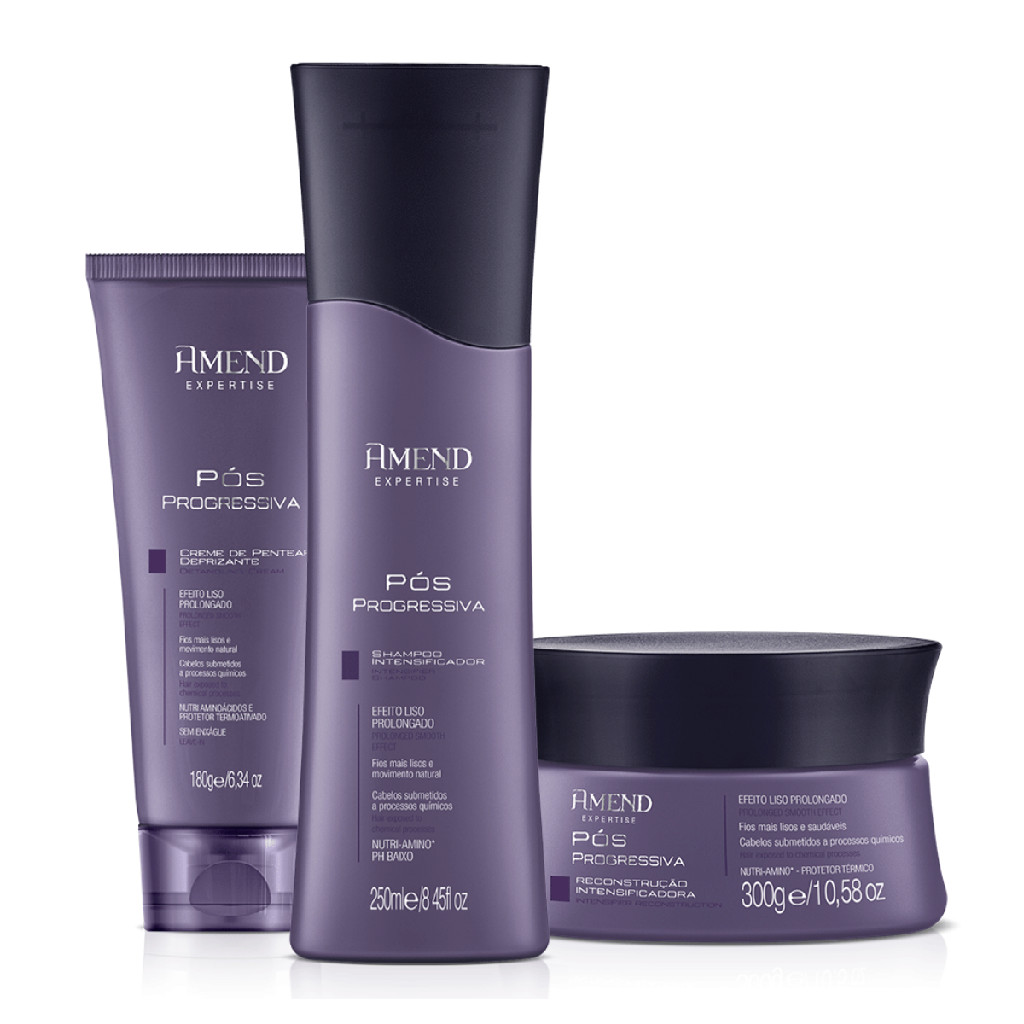 Amend Expertise  Kit Pós Progressiva Shampoo + Mascara + Leave-in - Cabelos com quimica